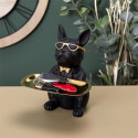 Vide-Poche Bulldog Noir et Or Plateau Servi