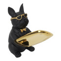 Vide-Poche Bulldog Noir et Or Plateau Servi