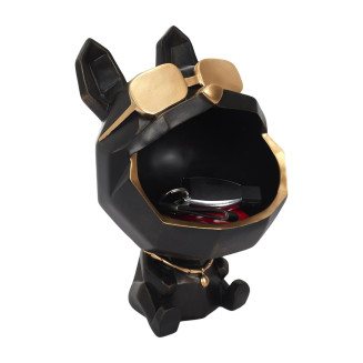 Vide-Poche Chien à Lunettes Géométrique Noir et Or
