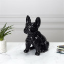 Statue Bulldog en Céramique Noir Brillant H20cm