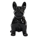 Statue Bulldog en Céramique Noir Brillant H20cm