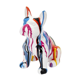 Statue Bulldog en Céramique Multicolore Brillant H20cm