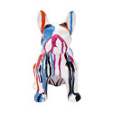 Statue Bulldog en Céramique Multicolore Brillant H20cm