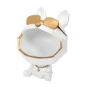 Vide-Poche Chien à Lunettes Géométrique Blanc et Or