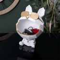 Vide-Poche Chien à Lunettes Géométrique Blanc et Or