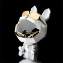 Vide-Poche Chien à Lunettes Géométrique Blanc et Or