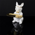 Vide-Poche Bulldog Blanc et Or Plateau Servi