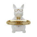 Vide-Poche Bulldog Blanc et Or Plateau Servi