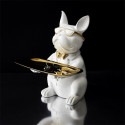 Vide-Poche Bulldog Blanc et Or Plateau Servi