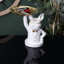 Vide-Poche Bulldog Blanc et Or Plateau en L'air