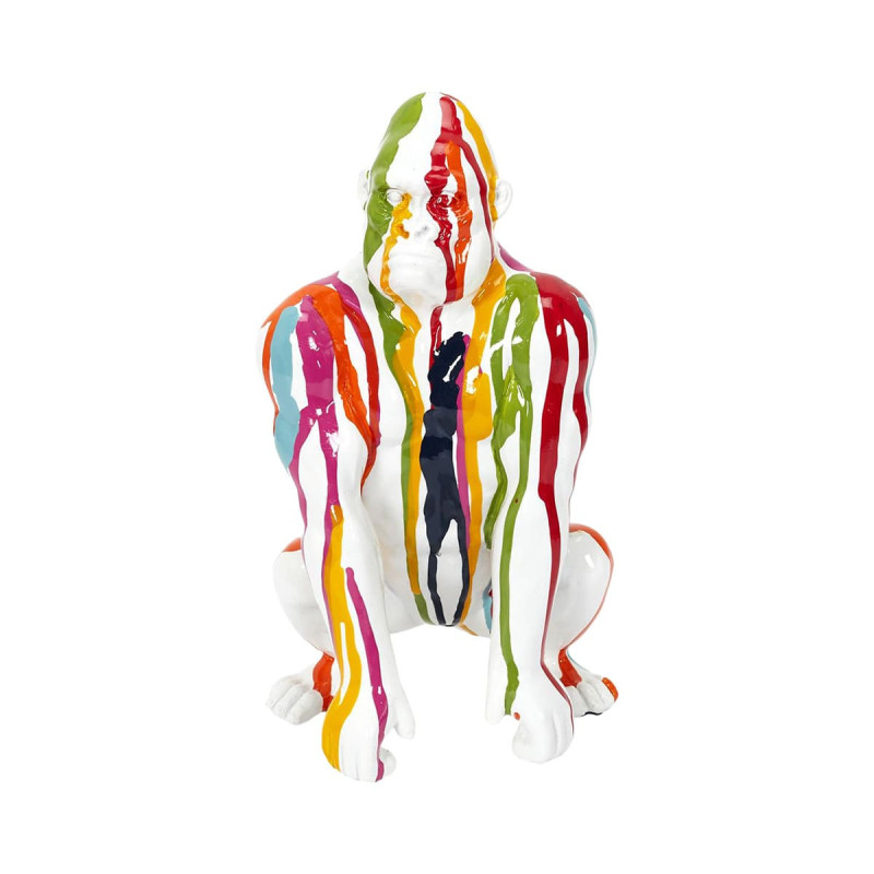 Statue Gorille en Résine Multicolore Brillant H24cm Statue Gorille en Résine Multicolore Brillant H24cm