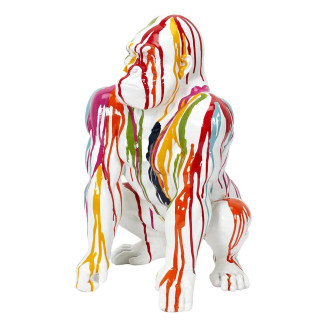 Statue Gorille en Résine Multicolore Brillant H46cm