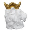 Cache-Pot Tête de Lion Blanche Couronne Dorée