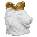 Cache-Pot Tête de Lion Blanche Couronne Dorée