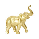 Statue Eléphant Géométrique Doré en Résine