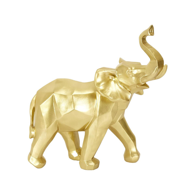 Statue Eléphant Géométrique Doré en Résine