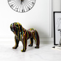 Statue Chien Molosse en Résine Noir Coulures Multicolores
