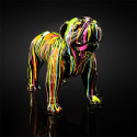 Statue Chien Molosse en Résine Noir Coulures Multicolores
