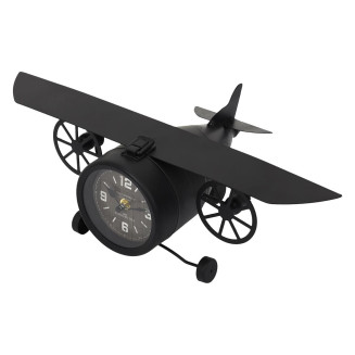 Horloge à Poser Vintage Avion à Hélice Noir