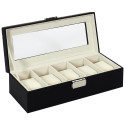 Coffret pour Montres 5 Emplacements Revêtement Structuré Chic Noir