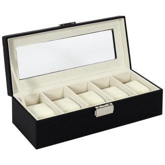 Coffret pour Montres 5 Emplacements Revêtement Structuré Chic Noir