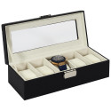 Coffret pour Montres 5 Emplacements Revêtement Structuré Chic Noir