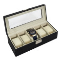Coffret pour Montres 5 Emplacements Revêtement Structuré Chic Noir