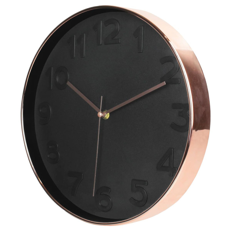 Horloge Murale Ronde Noire et Rose Gold