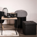 Pouf Coffre Pliable Carré Simili Cuir Noir Capitonné