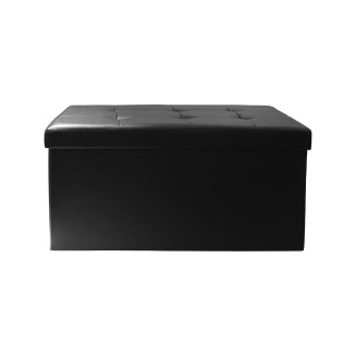 Banc Coffre Pliable Simili Cuir Noir Capitonné