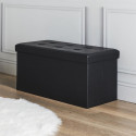 Banc Coffre Pliable Simili Cuir Noir Capitonné