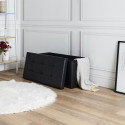 Banc Coffre Pliable Simili Cuir Noir Capitonné