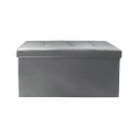Banc Coffre Pliable Simili Cuir Gris Capitonné