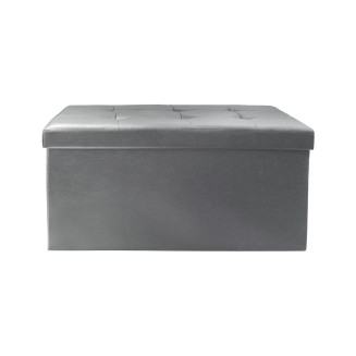 Banc Coffre Pliable Simili Cuir Gris Capitonné