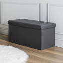 Banc Coffre Pliable Simili Cuir Gris Capitonné
