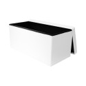 Banc Coffre Pliable Simili Cuir Blanc Capitonné