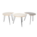 Lot de 3 Tables Basses Emboitables Aspect Bois Motifs Noirs