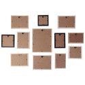 Set de 12 Cadres Photo Multi-tailles Effet Bois Naturel Blanc et Noir