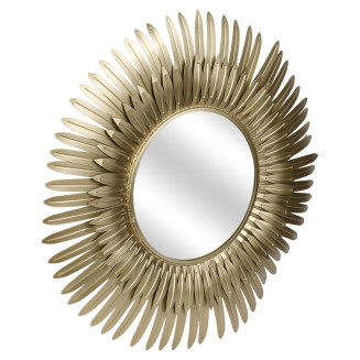 Miroir Cadre Plumes Dorées Ø53cm