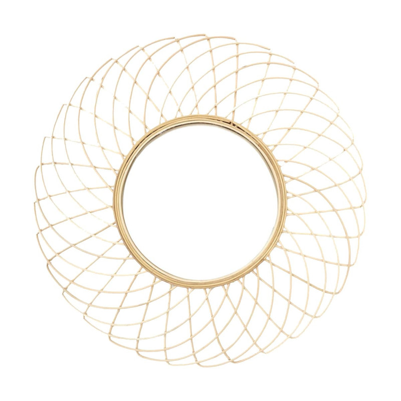 Miroir Rond Déco Rosace en Bambou Ø90cm Miroir Rond Déco Rosace en Bambou Ø90cm