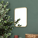 Miroir Rectangulaire Cadre Métal Doré Coins Arrondis 25x34cm