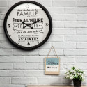 Horloge Murale Noire et Blanche Ø50cm "Règles de Famille"
