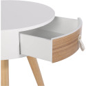 Chevet Rond 1 Tiroir Blanc et Effet Bois Style Scandinave Vintage