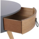 Chevet Rond 1 Tiroir Gris et Effet Bois Style Scandinave Vintage