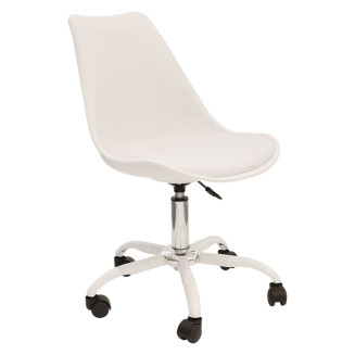 Chaise de Bureau à Roulettes Rembourrée Coloris Blanc