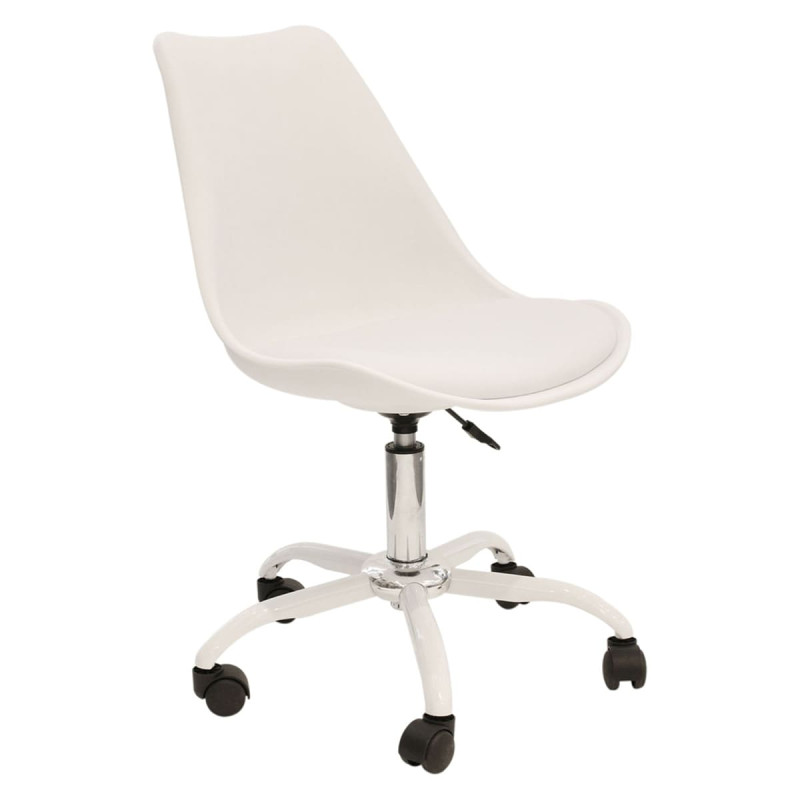 Chaise de Bureau à Roulettes Rembourrée Coloris Blanc Chaise de Bureau à Roulettes Rembourrée Coloris Blanc