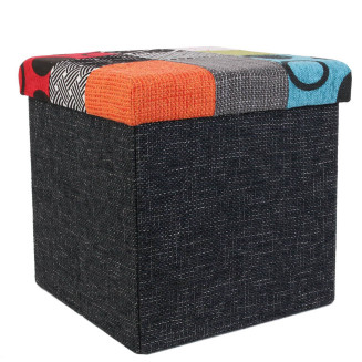 Pouf Coffre Pliable Motif Patchwork