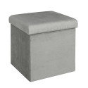 Pouf Coffre Pliable en Velours Côtelé Gris