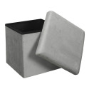 Pouf Coffre Pliable en Velours Côtelé Gris