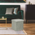 Pouf Coffre Pliable en Velours Côtelé Gris